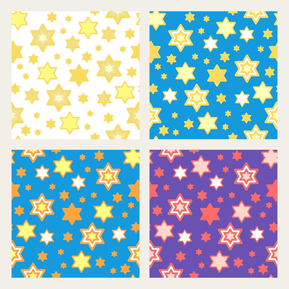 Star of David seamless pattern set vector illustration