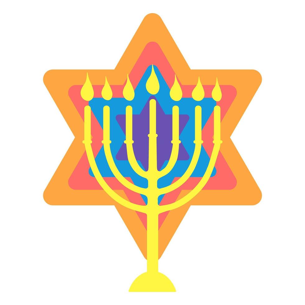 Happy Hunukkah menorah and David star icon vector illustration