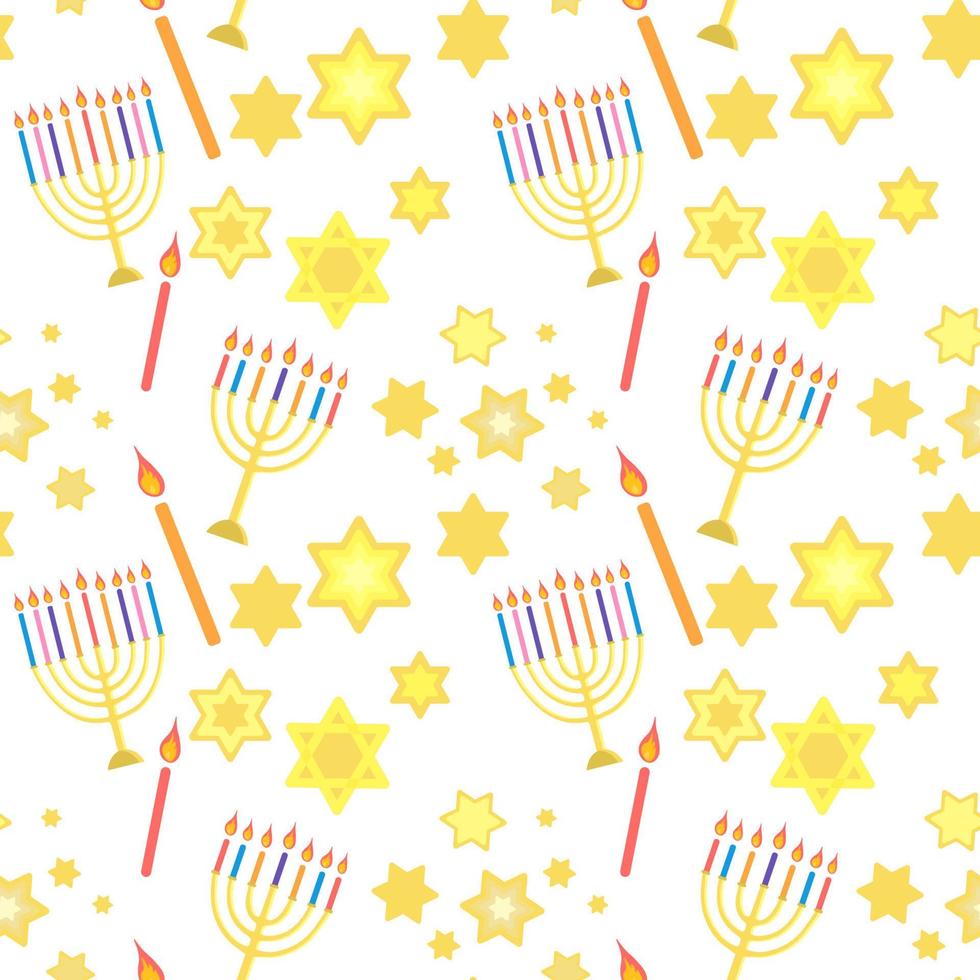 Happy Hanukkah seamless pattern vector illustration on white background