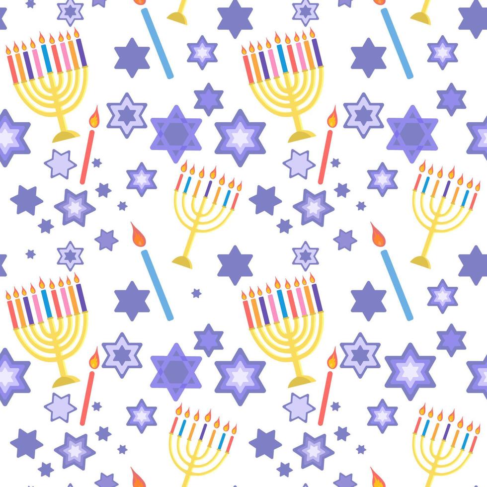 Happy Hanukkah seamless pattern vector illustration on white background