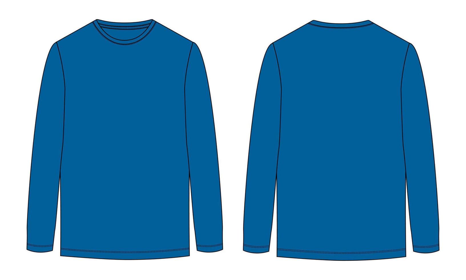 Long Sleeve t shirt technical fashion flat sketch vector illustration
