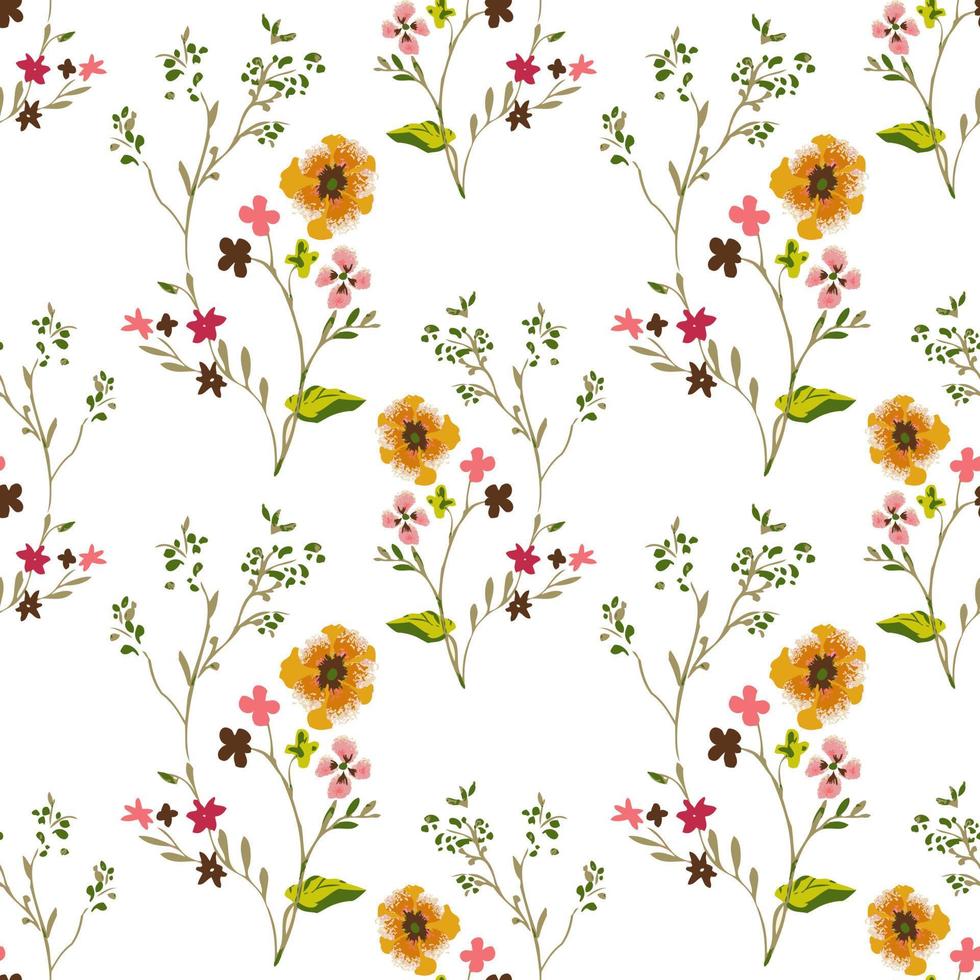 Fondo de patrón de ilustración de vector transparente floral. diseño para uso en todo el papel de envoltura de impresión de tela textil y otros. diseño de impresión repetible de flor de primavera vintage listo para imprimir gráfico