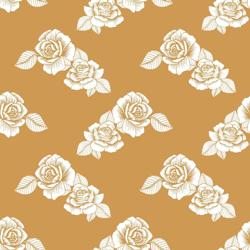 Red rose Floral Seamless vector illustration pattern background. Design for use All over textile fabric print wrapping paper backdrop and others.