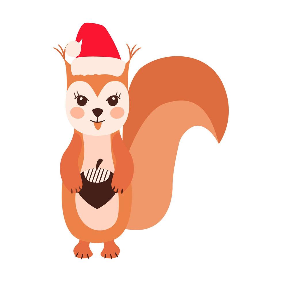 Squirrel emoji santa hat set vector