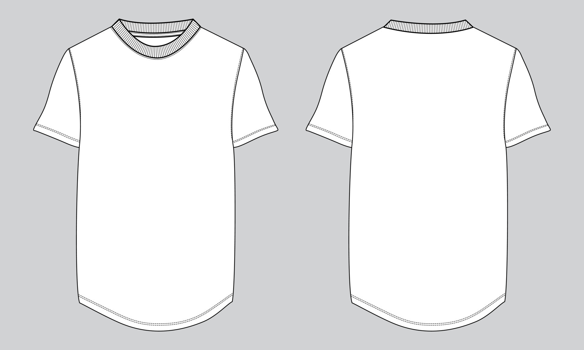 Short Sleeve t shirt technical fashion flat sketch vector illustration ...