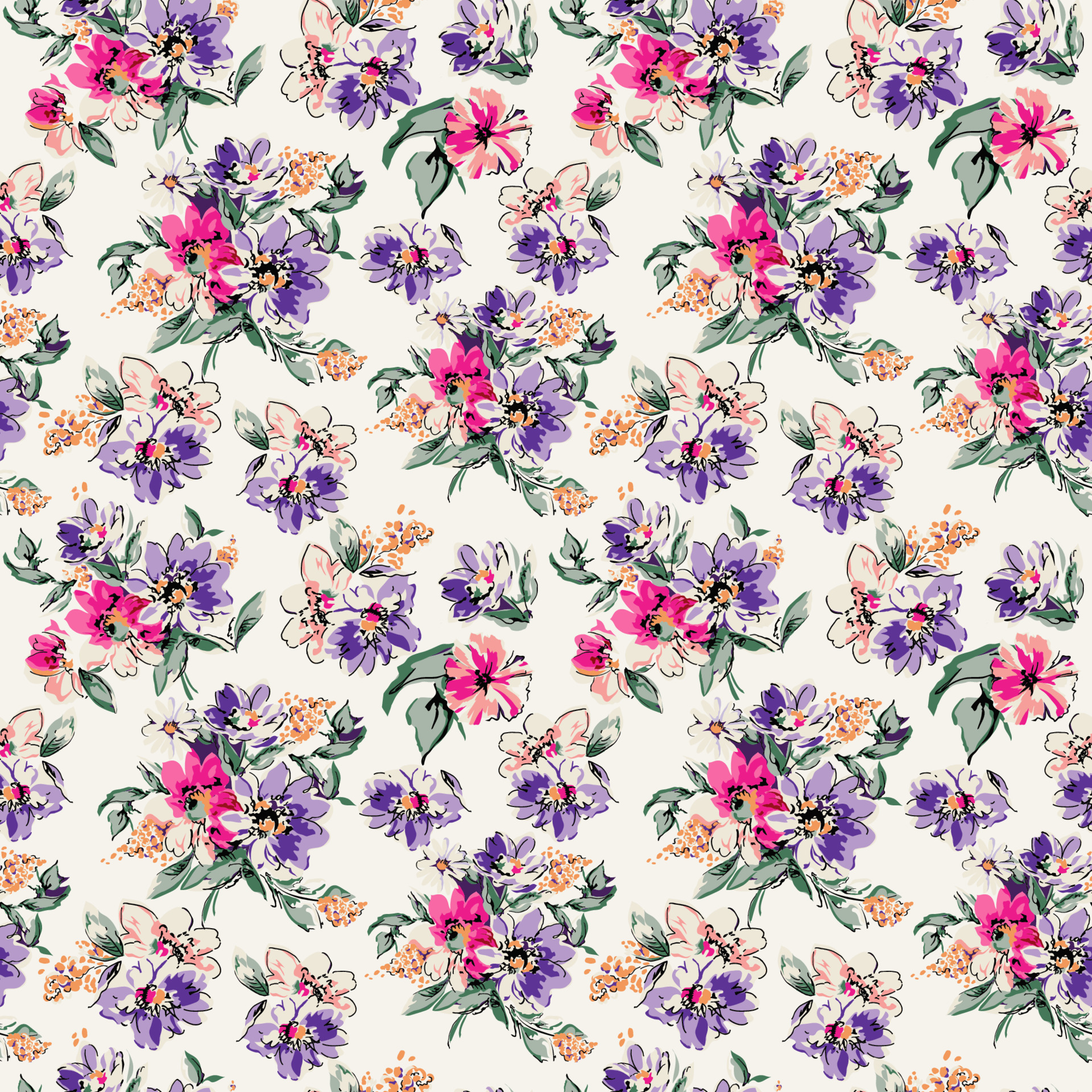 Floral Seamless vector illustration pattern background. Design for use ...