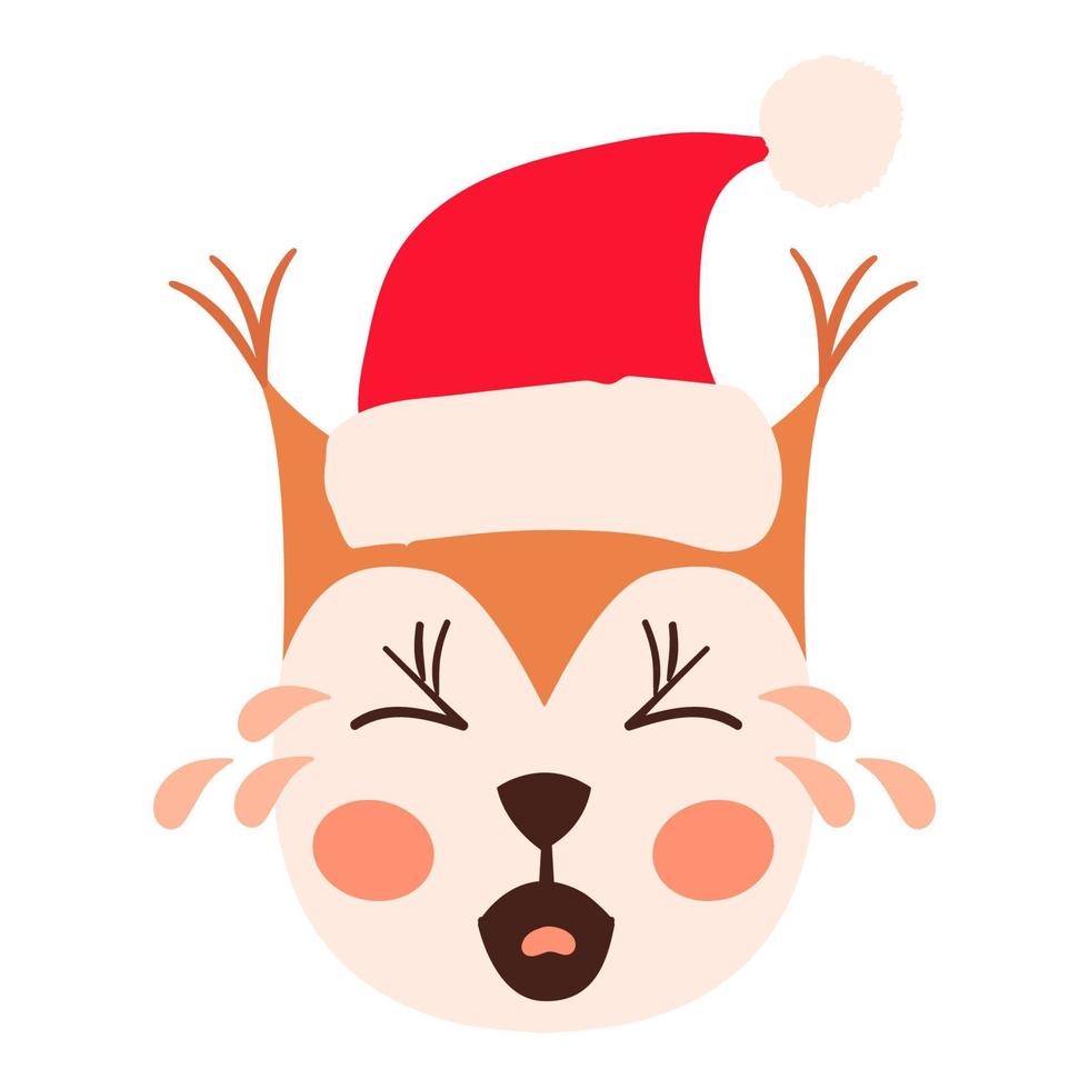 Squirrel emoji heads  santa hat set vector
