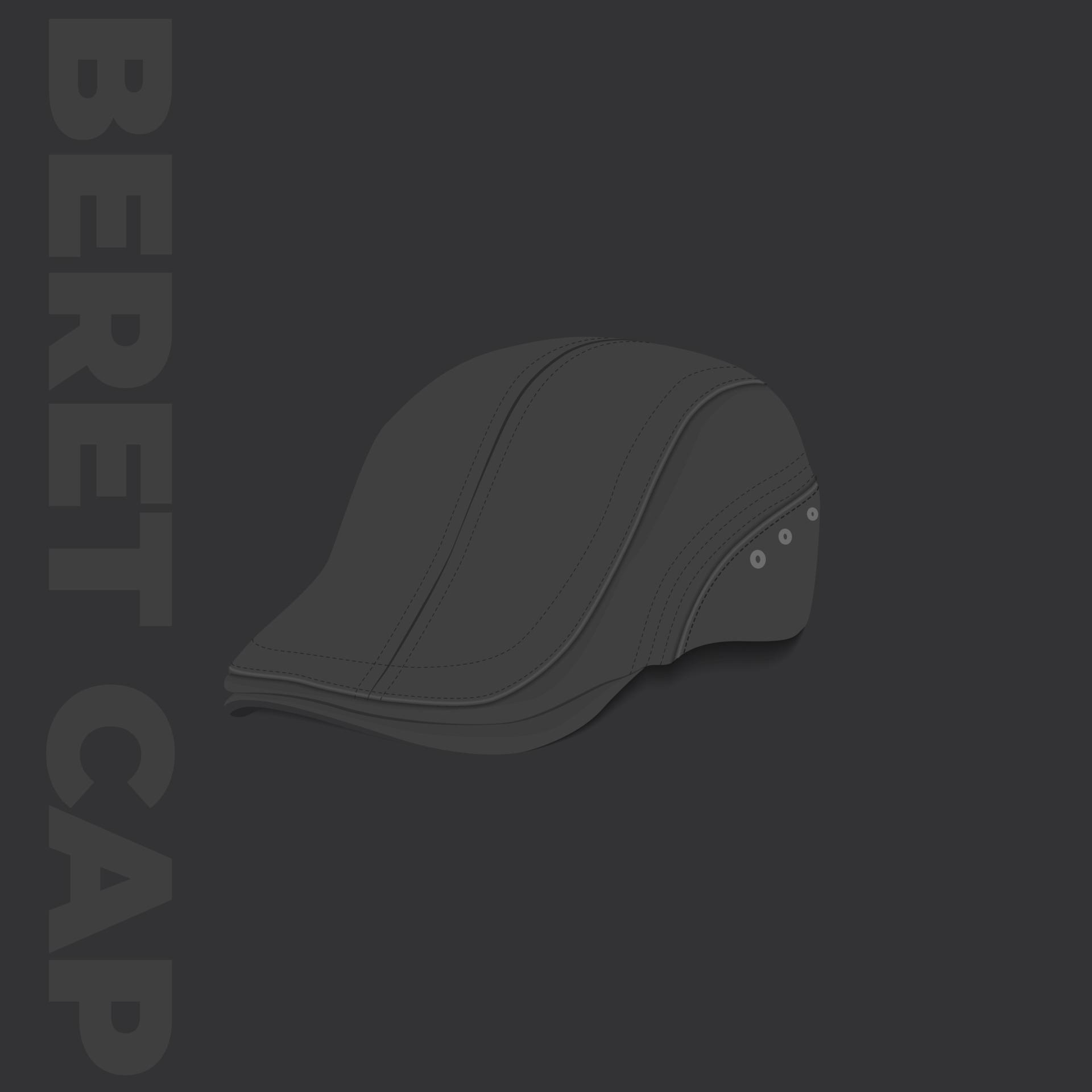 Beret cap or vintage hat template in grey color design 11388002 Vector