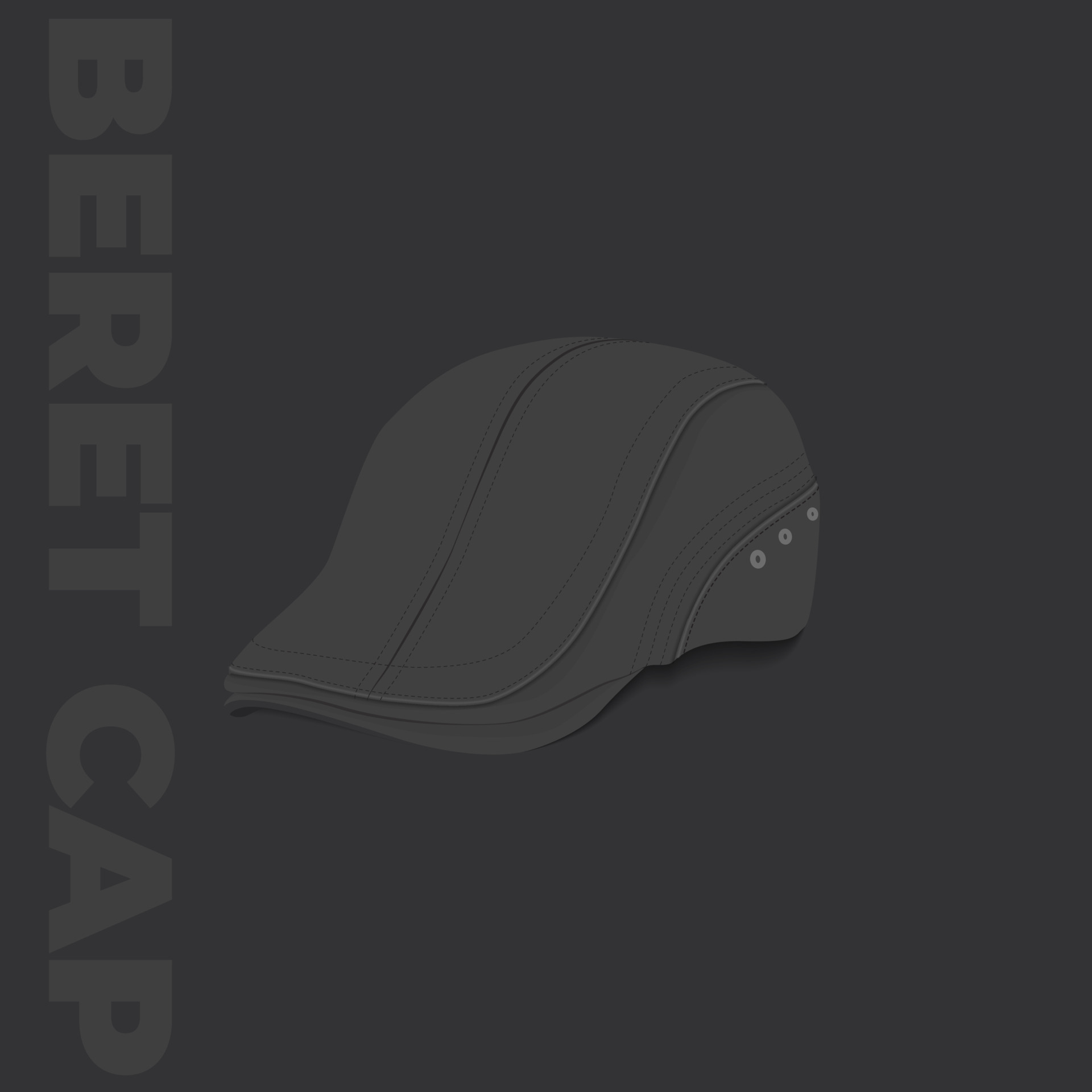 Beret cap or vintage hat template in grey color design 11388002 Vector