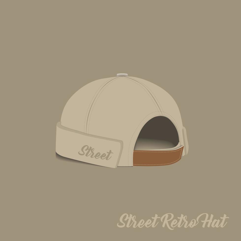 Brimless cap template with back view in cream color design vector