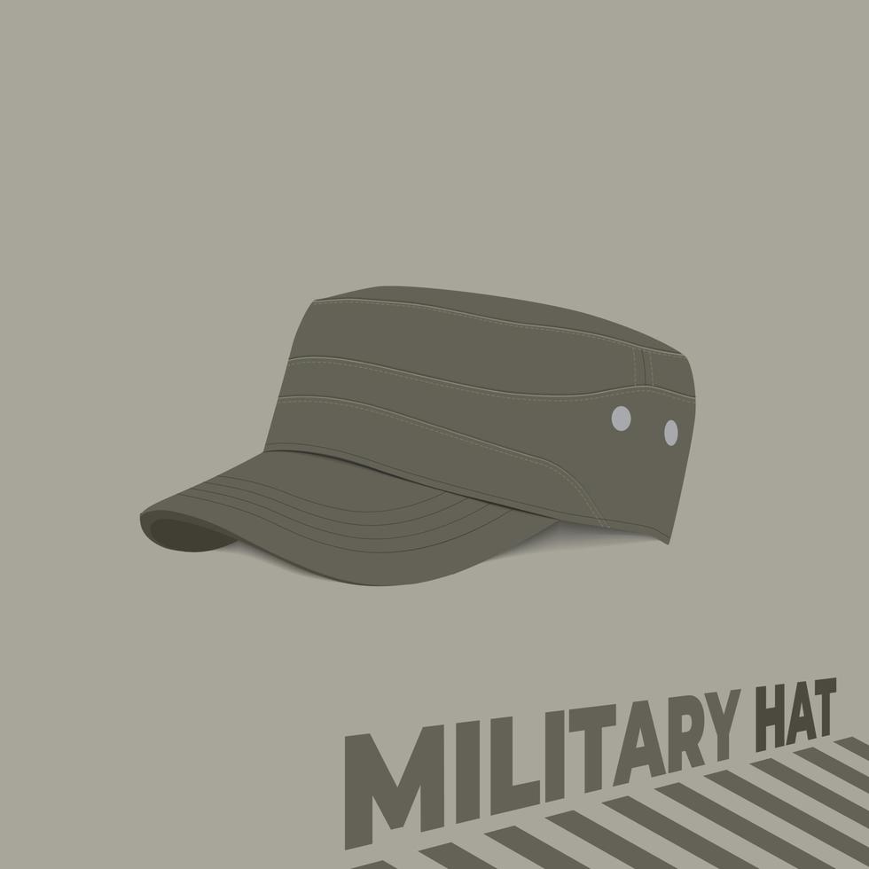 Military hat template in green color for product template design vector