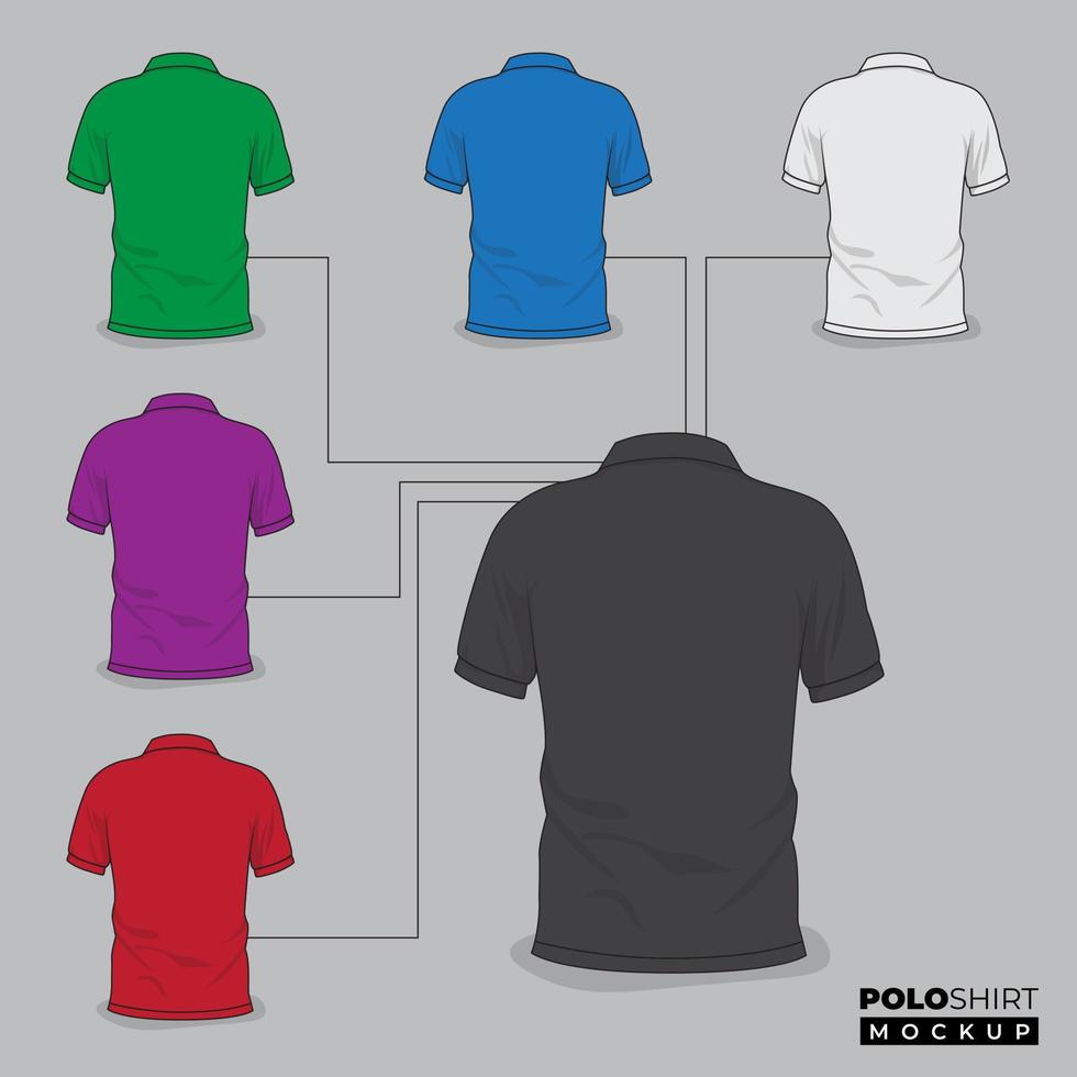 vista de diseño de maqueta de camiseta de polo desde atrás para diseño de producto publicitario de camiseta de polo vector