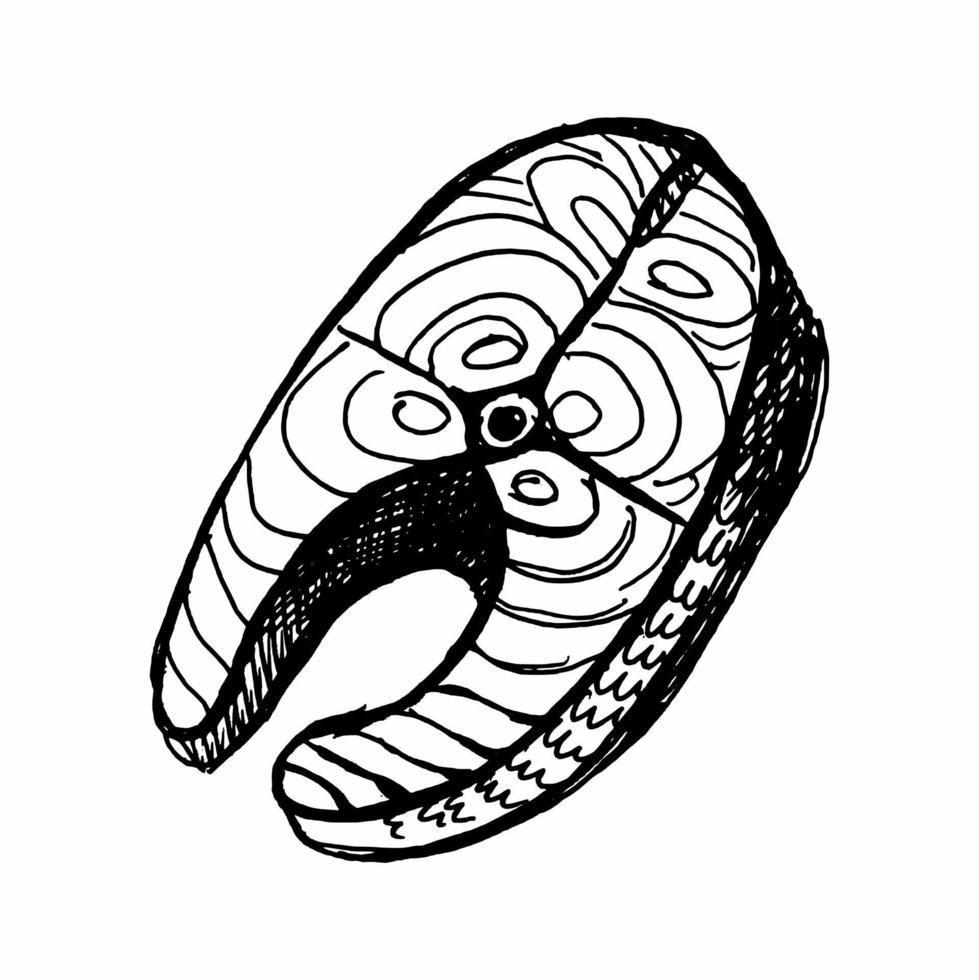 Hand-drawn fish steak vector