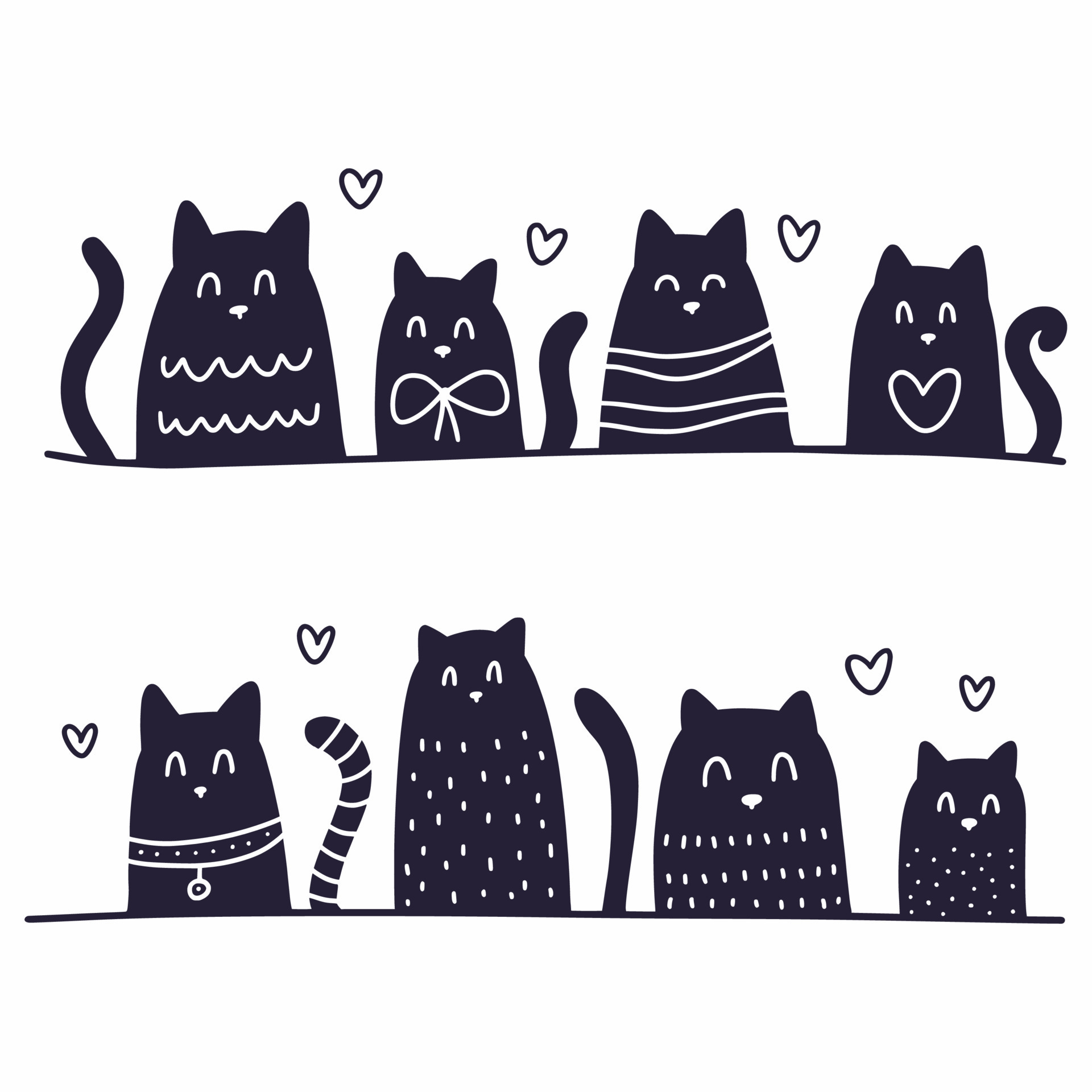 Cats drawn by hand 11388049 Vector Art at Vecteezy