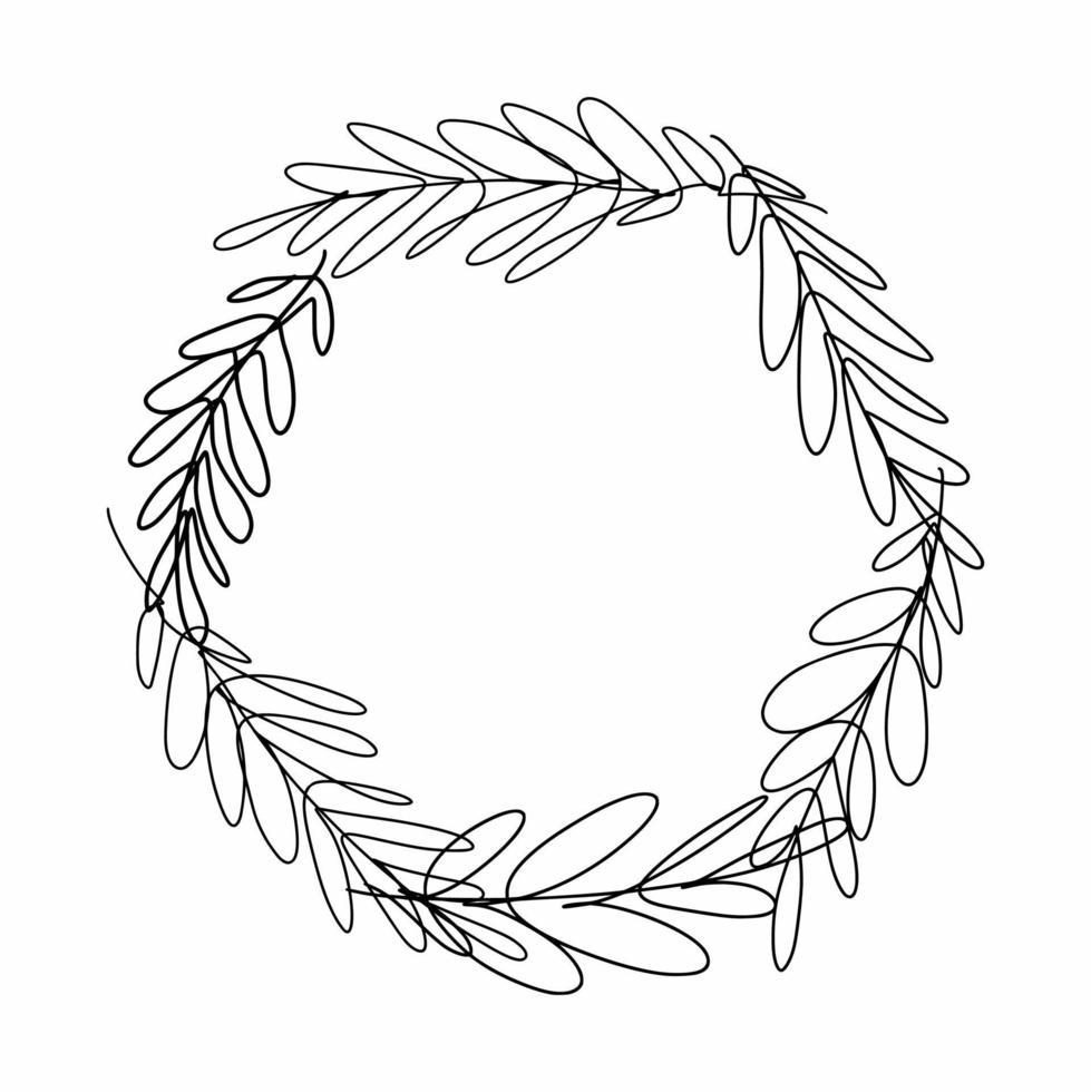 Round frame made of twigs and leaves vector
