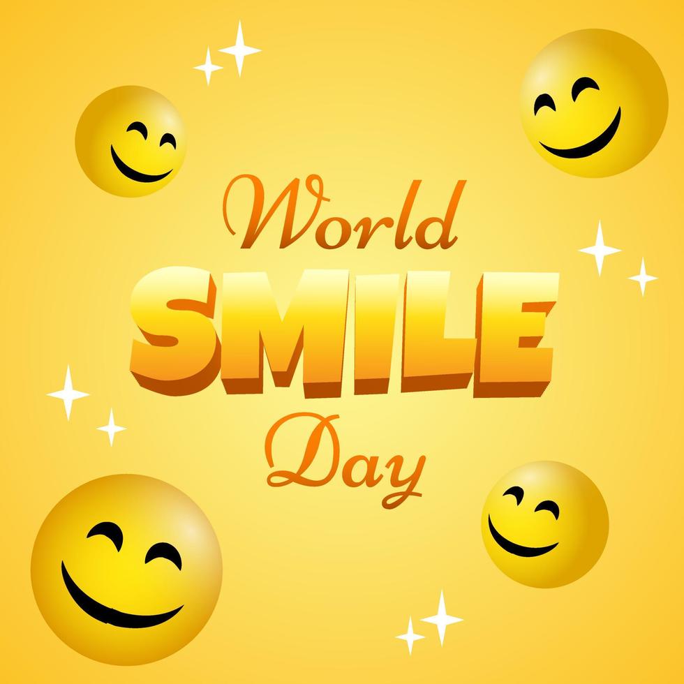 Happy World Smile Day Greeting Card Template vector