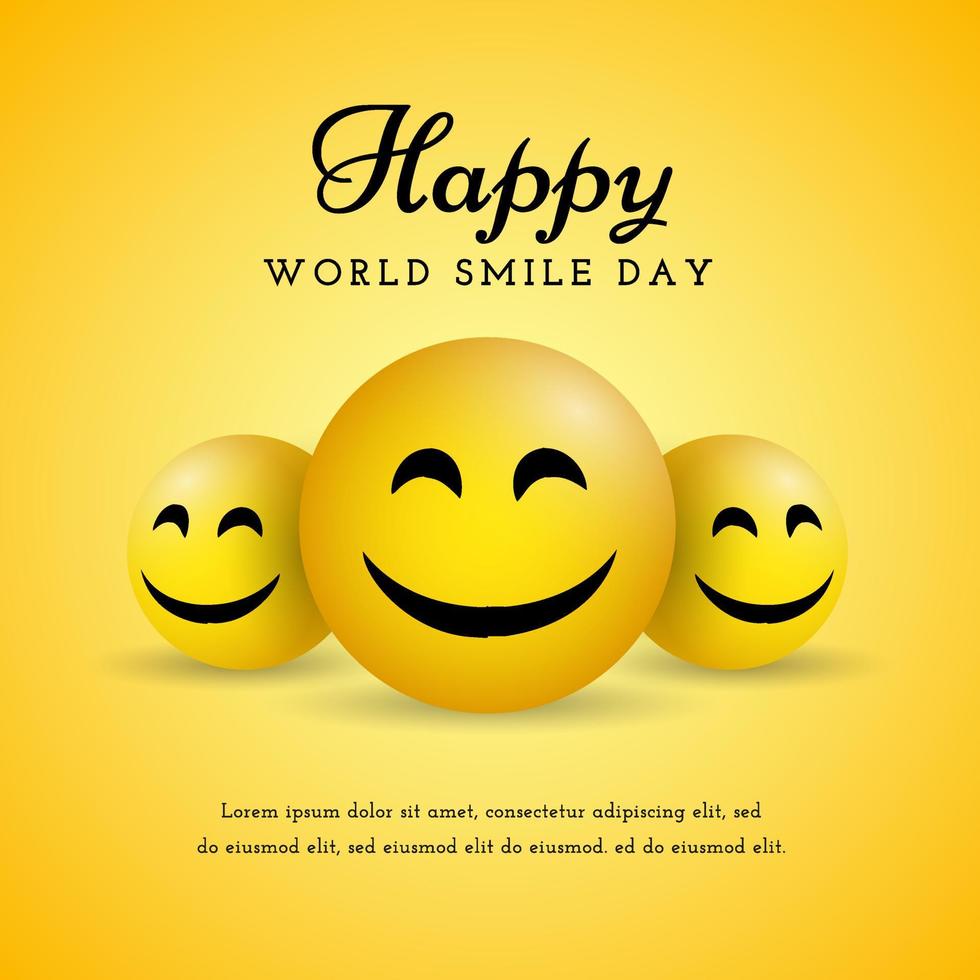 Happy World Smile Day Greeting Card Template vector