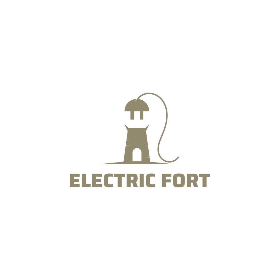 diseño de logotipo de ilustración de fuerte y enchufe. vector