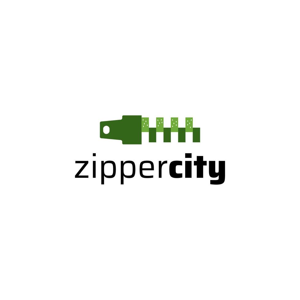 Simple illustration logo design of zipper and urban building. vector