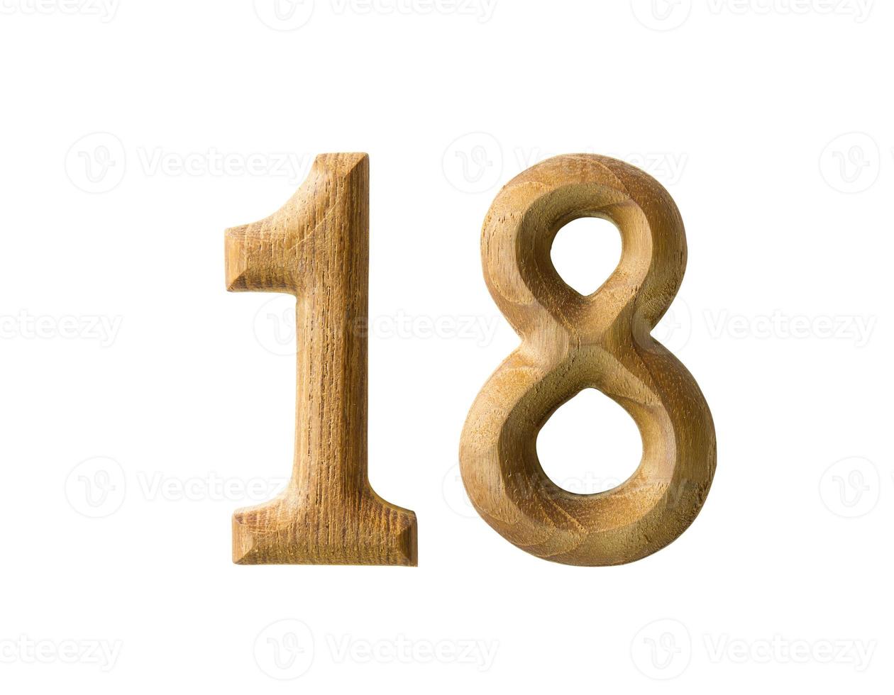 Wooden numeric 18 photo