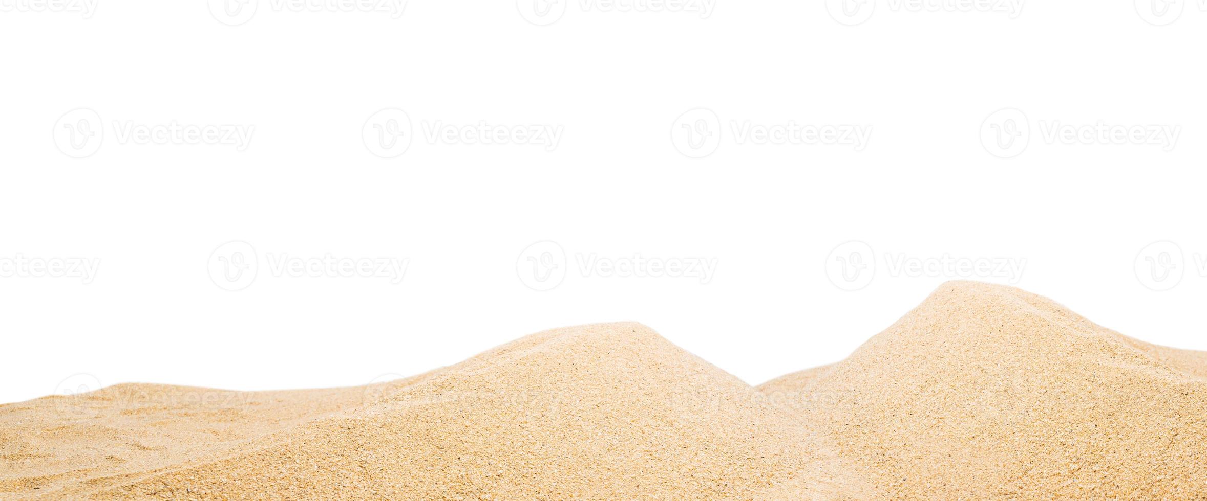 Panoramic pile sand dune isolated on white photo