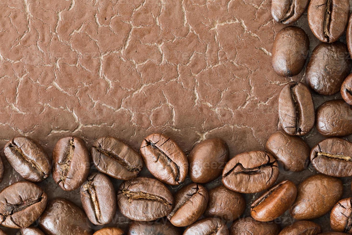 Top view Roasted coffee beans with copy space photo