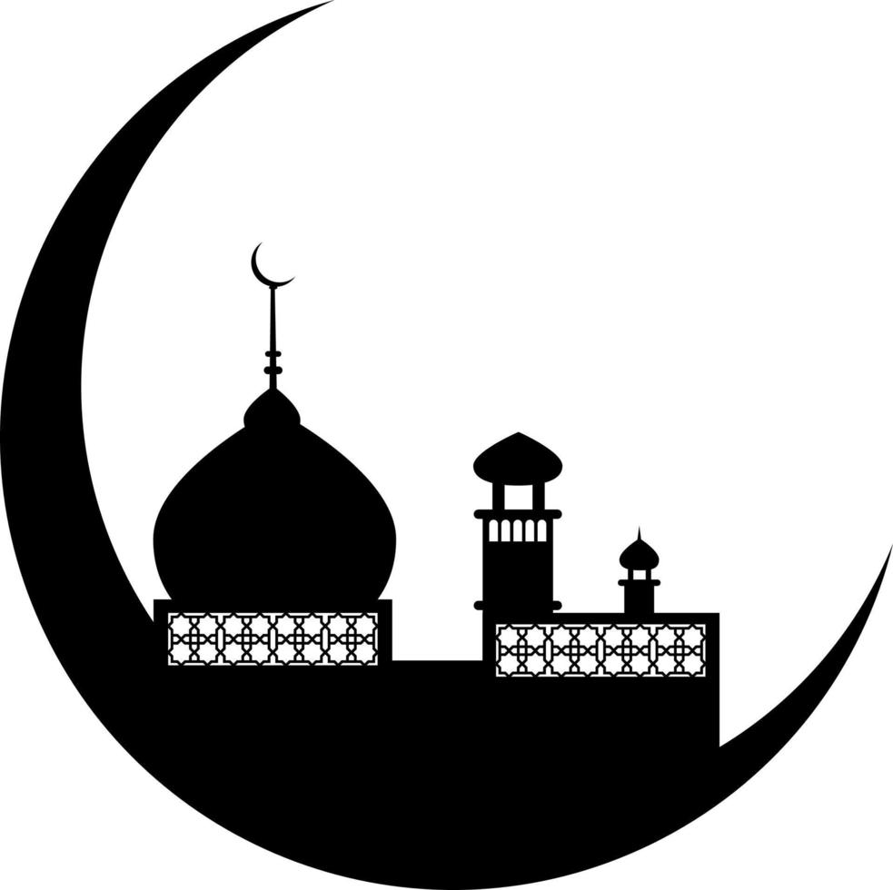 Crescent with lantern decoration. Muslim lantern on ramadan vector