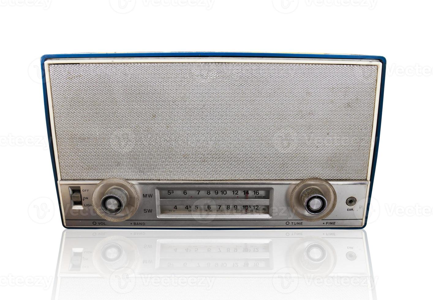 Vintage radio on white photo