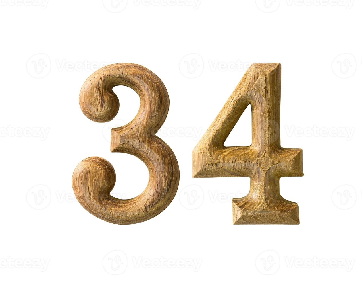 wooden numeric 34 11388875 Stock Photo at Vecteezy