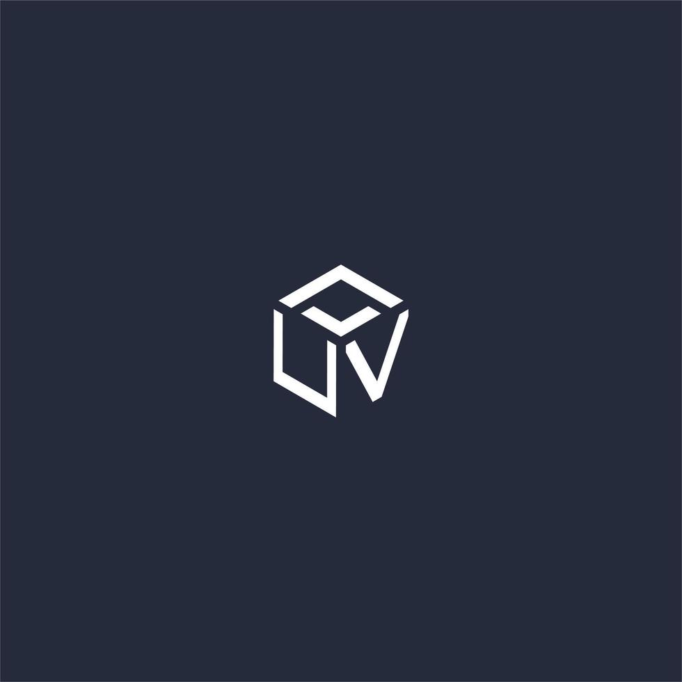 UV initial hexagon logo design vector