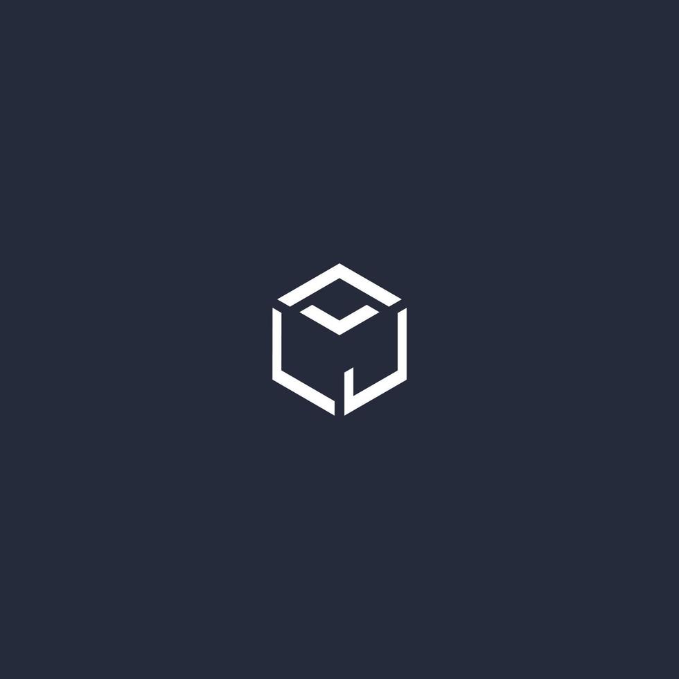 LJ initial hexagon logo design vector