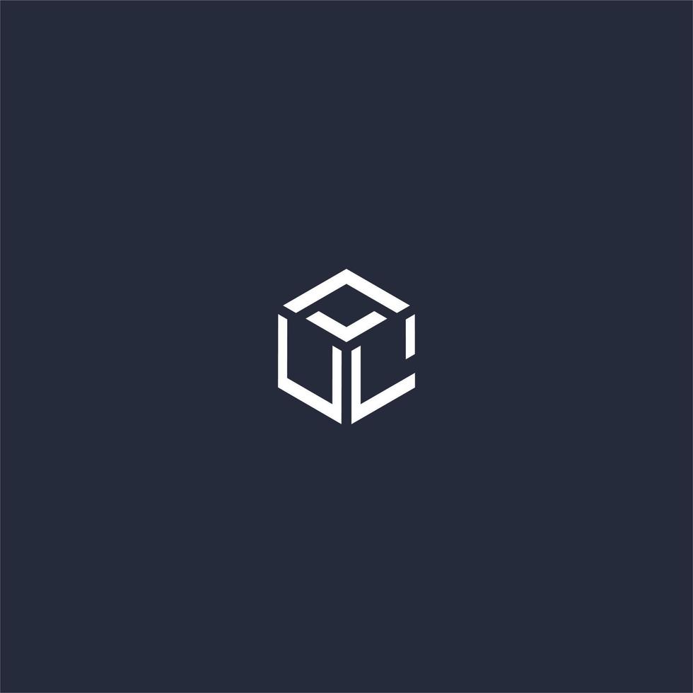 UL initial hexagon logo design vector