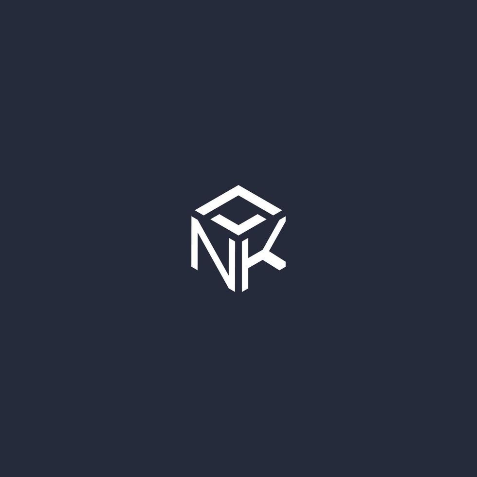 NK initial hexagon logo design vector