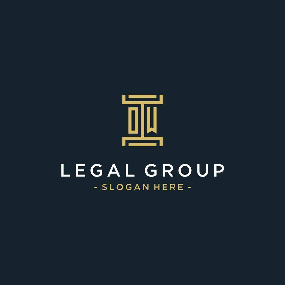 OW initial logo monogram design for legal, lawyer, attorney and law firm vector