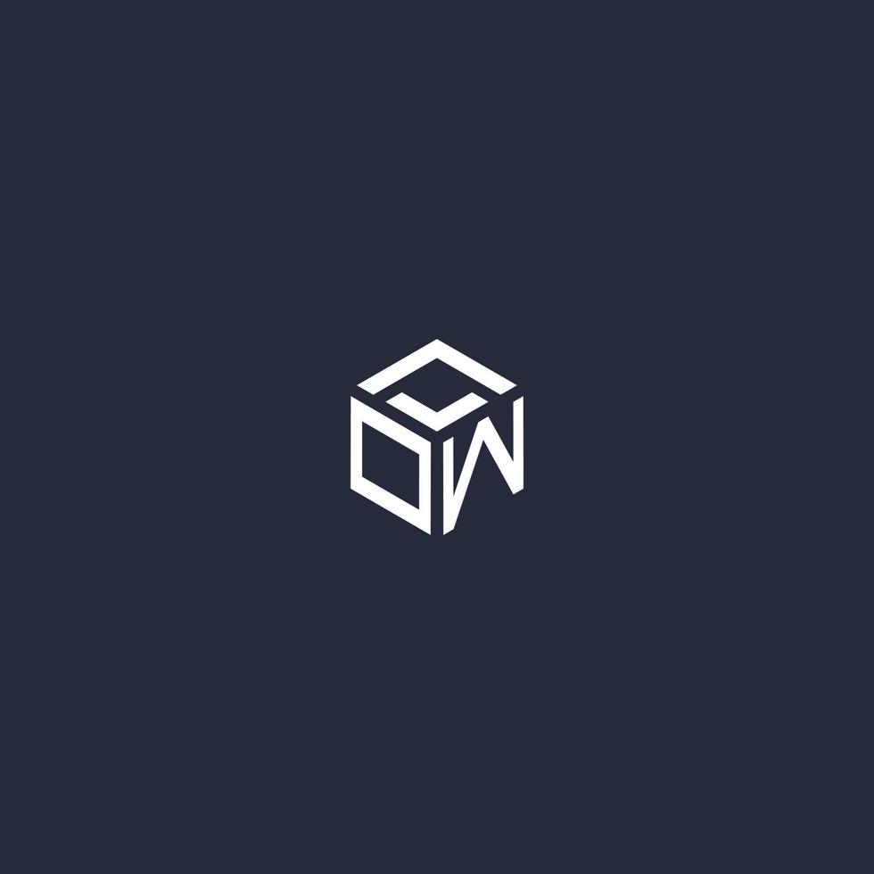 OW initial hexagon logo design vector