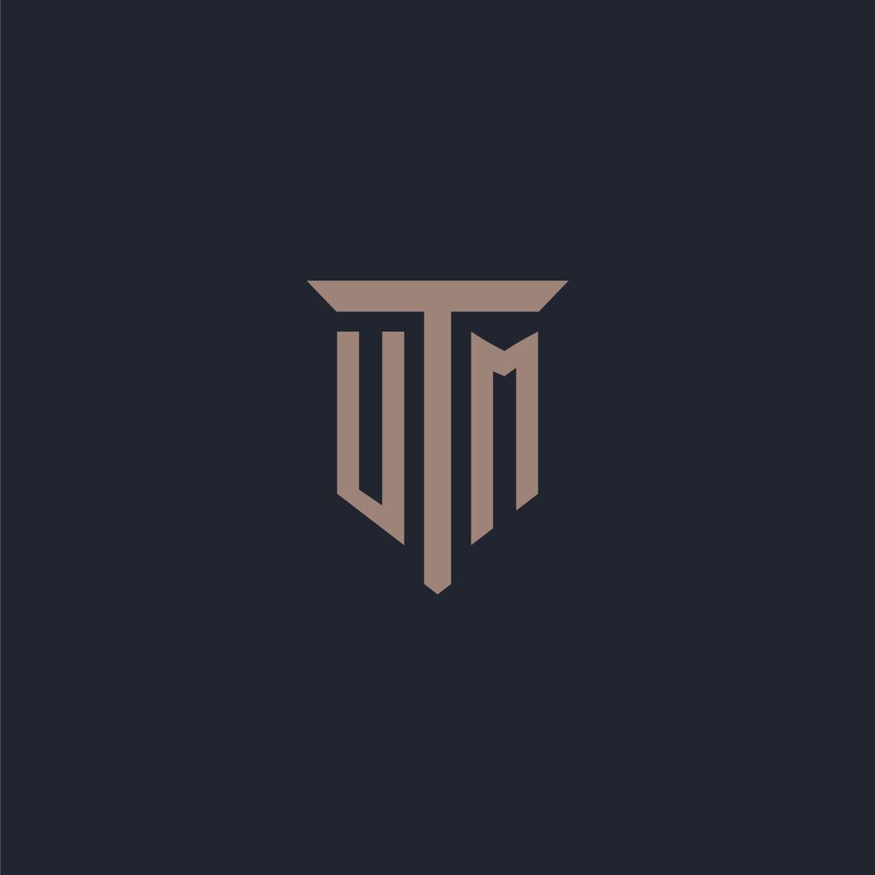 UM initial logo monogram with pillar icon design vector