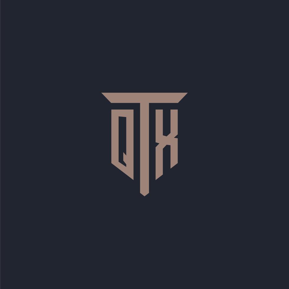 QX initial logo monogram with pillar icon design vector