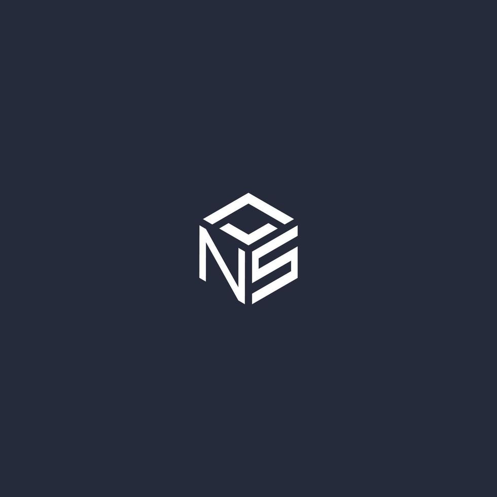 NS initial hexagon logo design vector