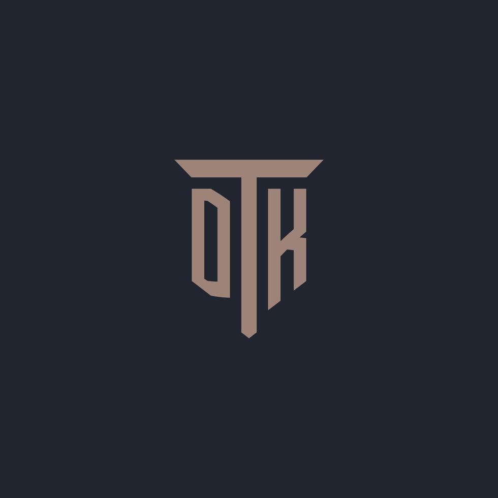 monograma del logotipo inicial de dk con diseño de icono de pilar vector