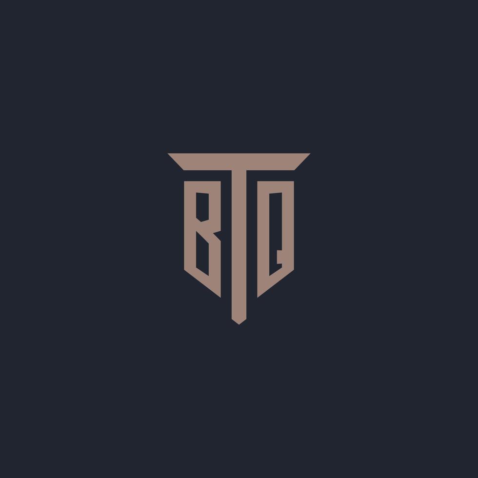 monograma del logotipo inicial bq con diseño de icono de pilar vector