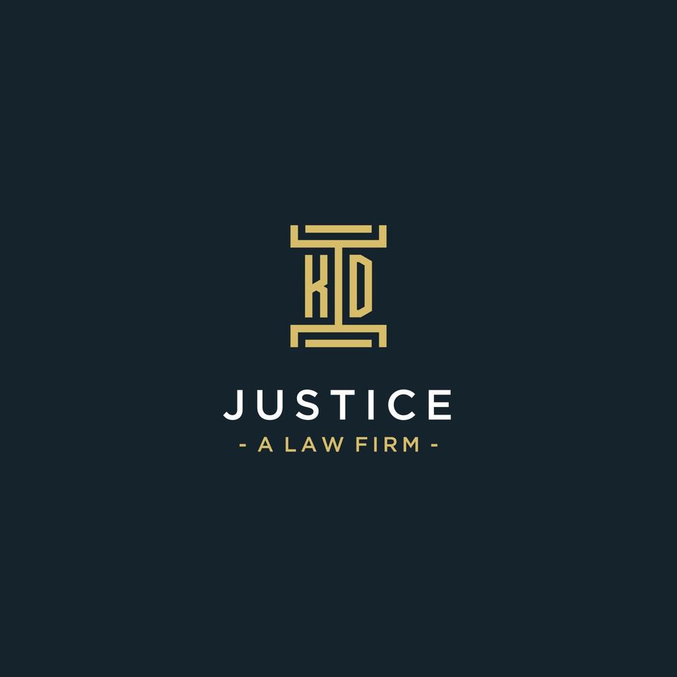 KD initial logo monogram design for legal, lawyer, attorney and law firm vector