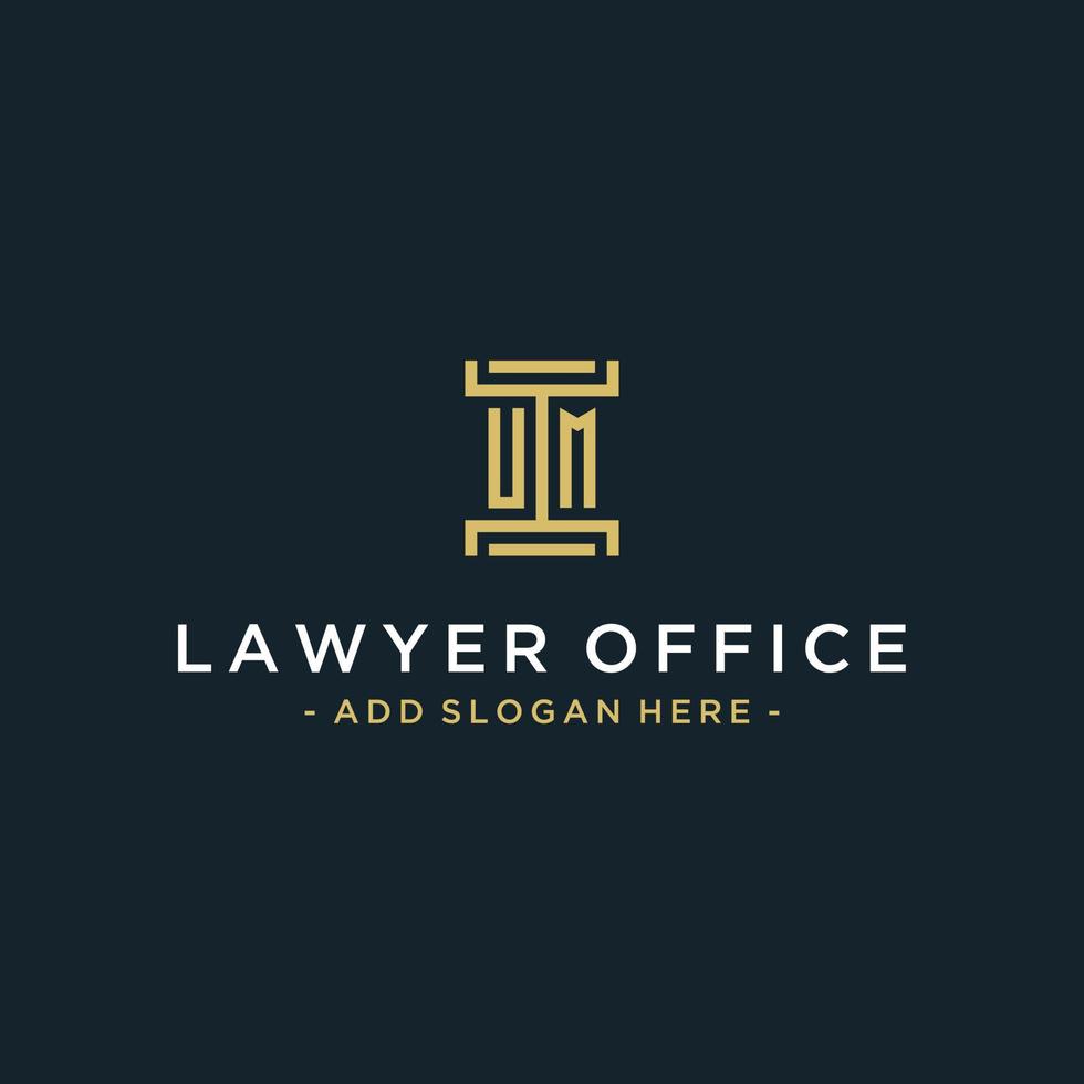 UM initial logo monogram design for legal, lawyer, attorney and law firm vector