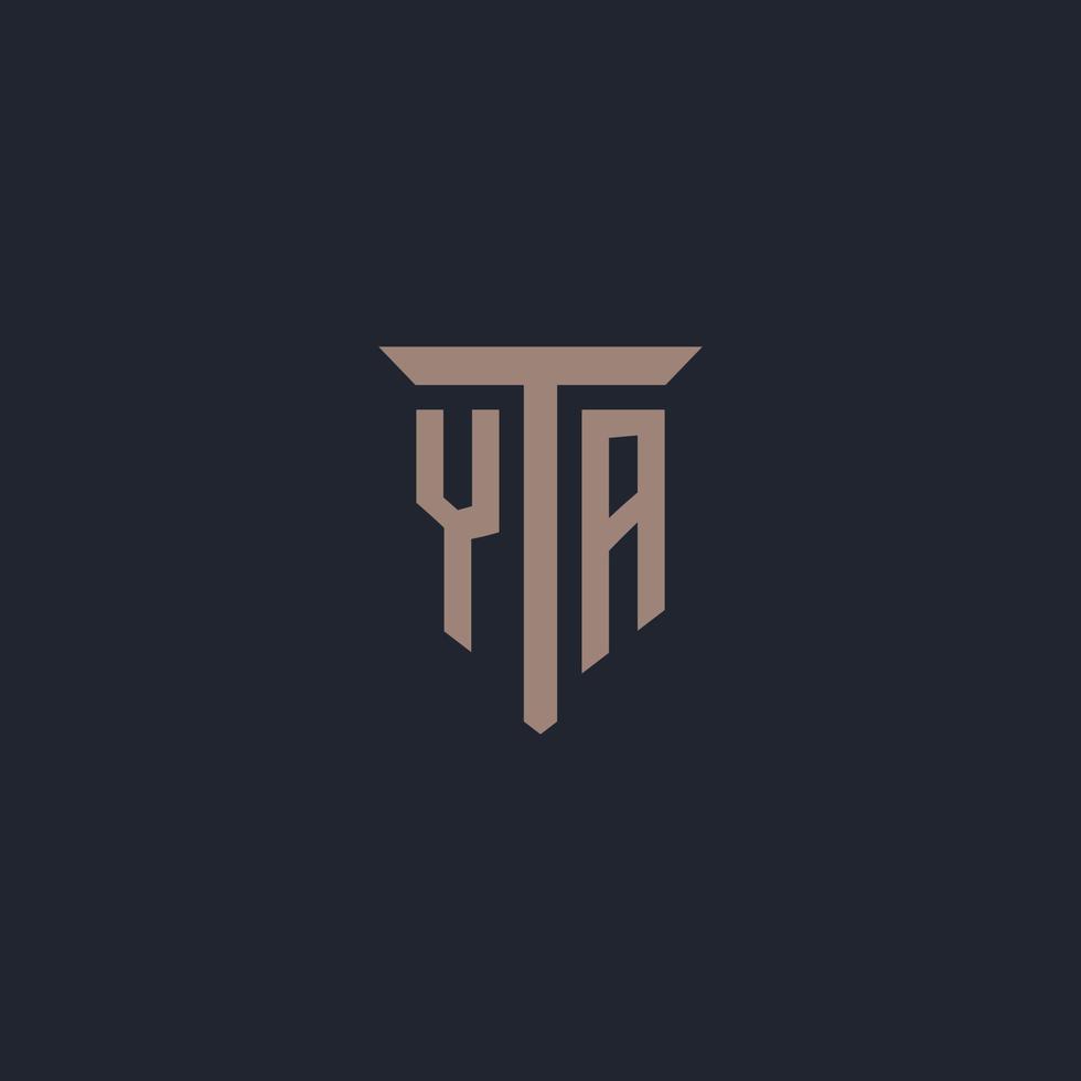 YA initial logo monogram with pillar icon design vector