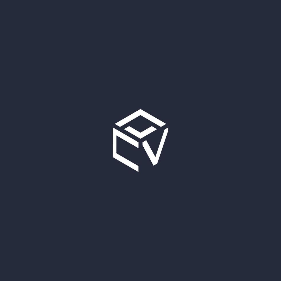 CV initial hexagon logo design vector