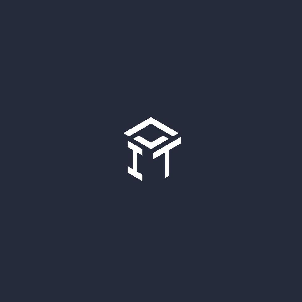 IT initial hexagon logo design vector