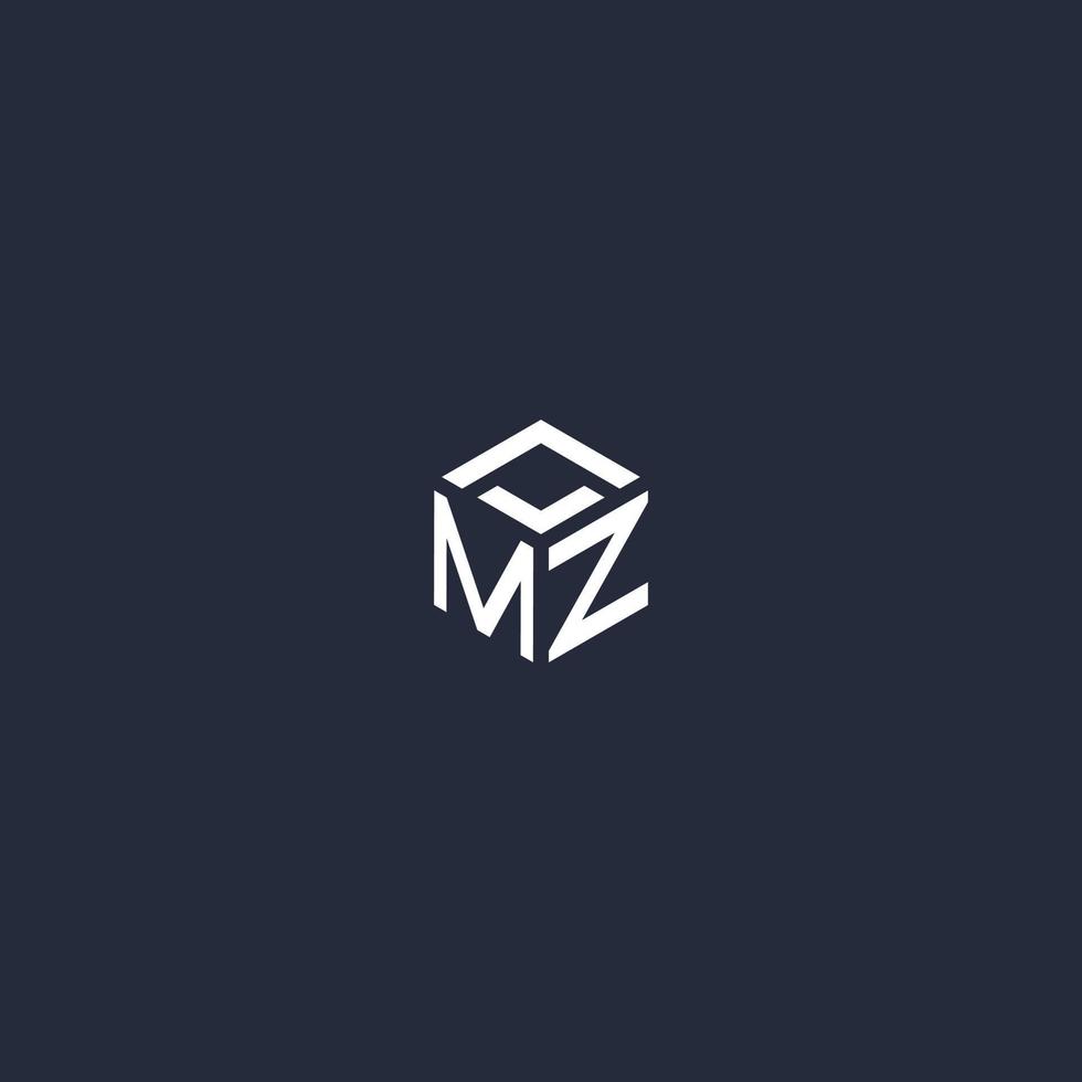 MZ initial hexagon logo design vector