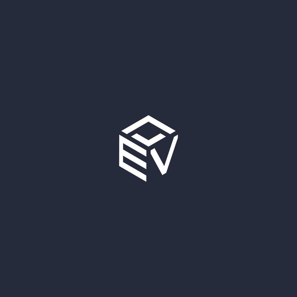 EV initial hexagon logo design vector