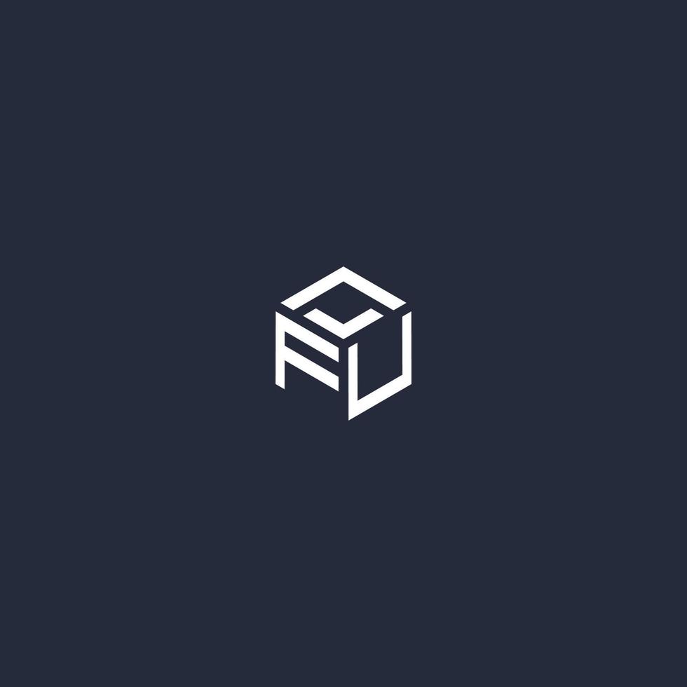 FU initial hexagon logo design vector