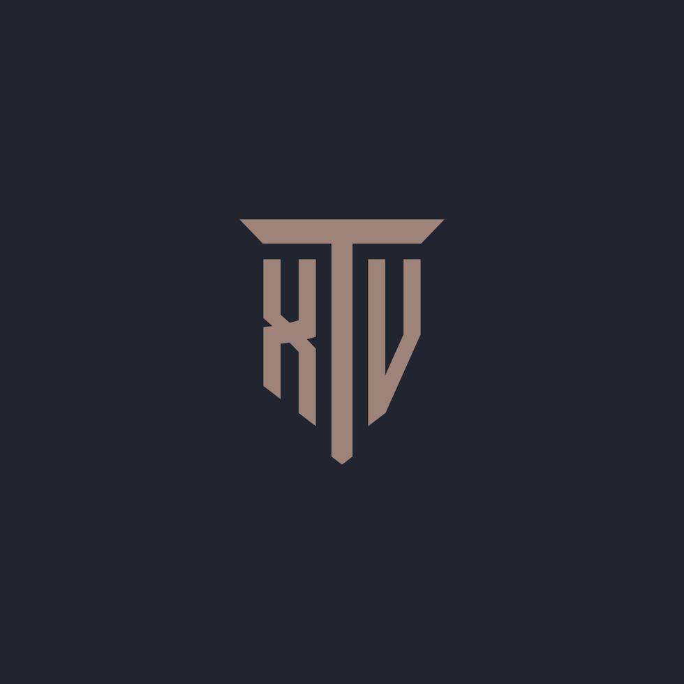 XV initial logo monogram with pillar icon design vector