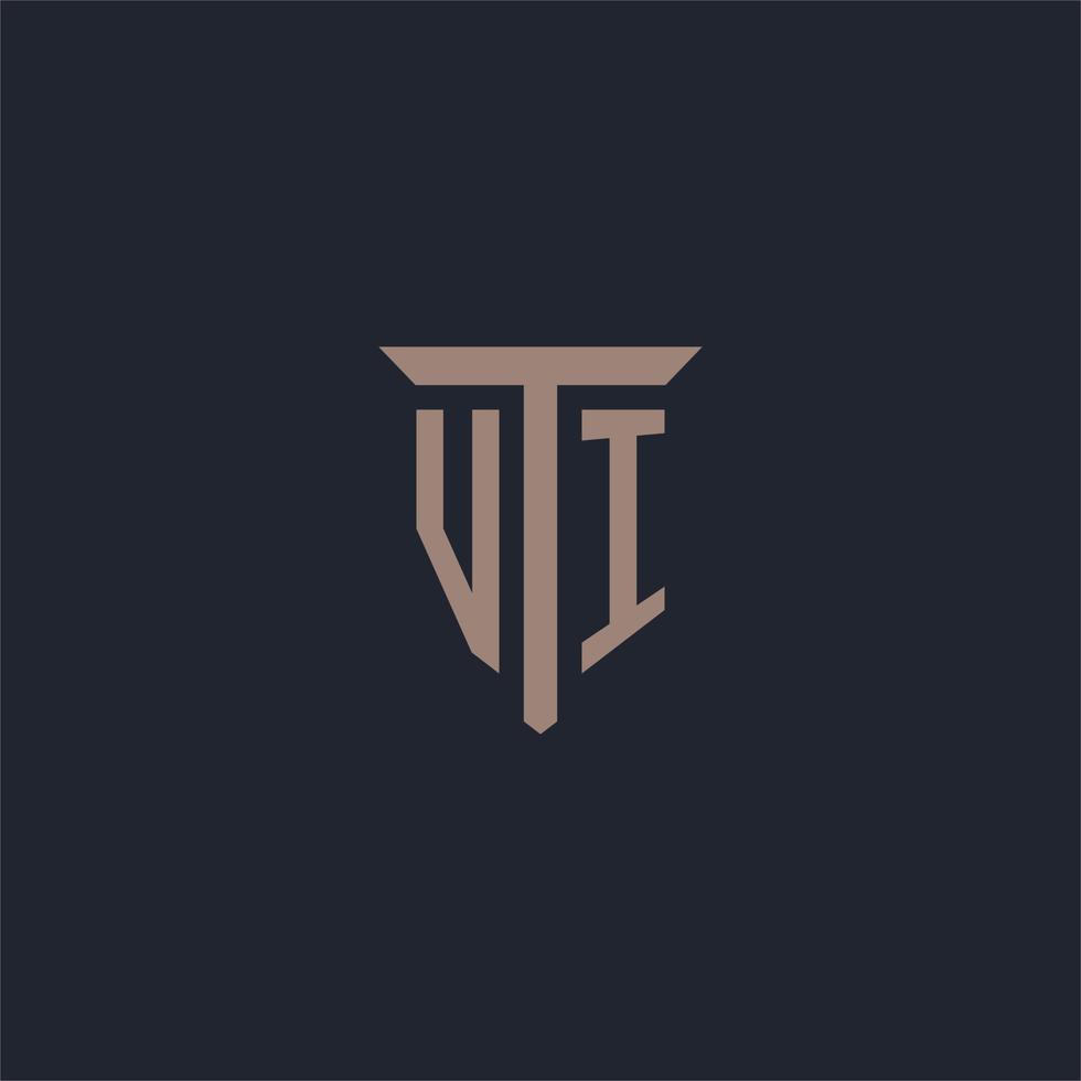 VI initial logo monogram with pillar icon design vector